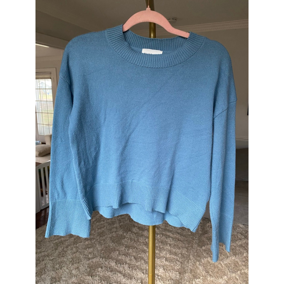 Olive + Oak Blue Crewneck Sweater Ribbed Cozy Minimalist Buttery Soft Scandi Y2K - Picture 2 of 7